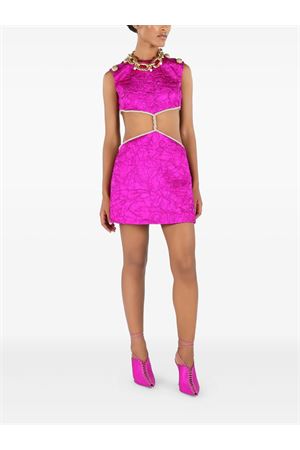 Abito corto increspato in seta fucsia ROBERTO CAVALLI | UWT101SE04502520